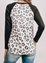 Load image into Gallery viewer, Leopard Print with Black Waffled Sleeve Top
