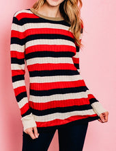 Load image into Gallery viewer, Ribbed Red and Black Sweater
