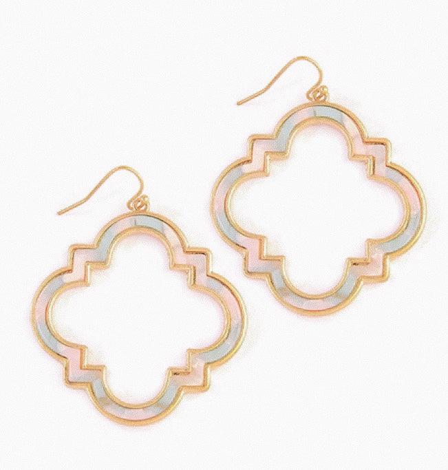 Blue Quatrefoil Drop Earrings