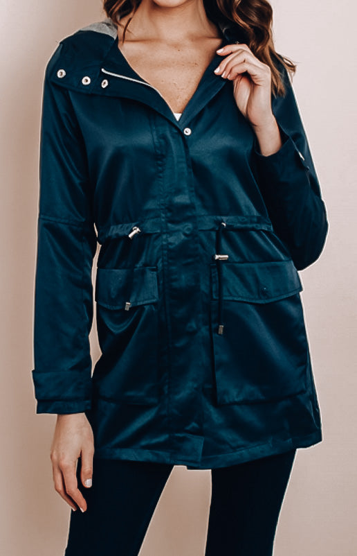 Navy Blue Drawstring Jacket