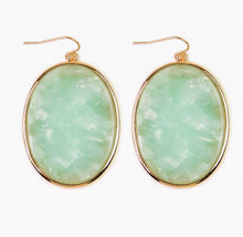 Load image into Gallery viewer, Mint Marble Oval Earrings
