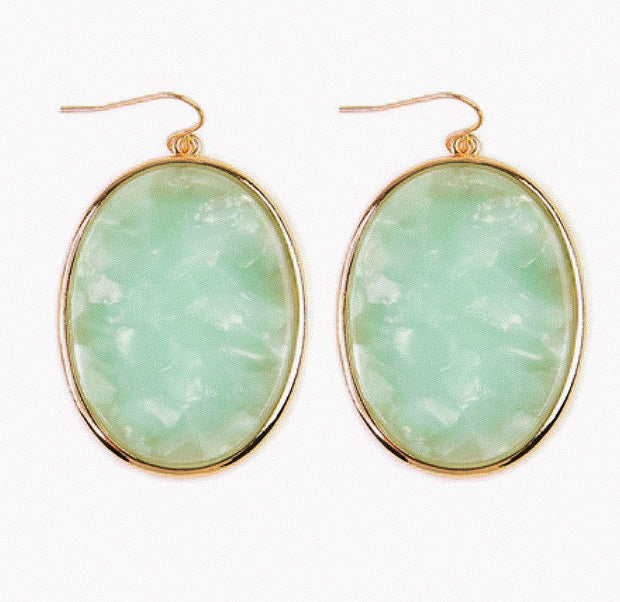 Mint Marble Oval Earrings