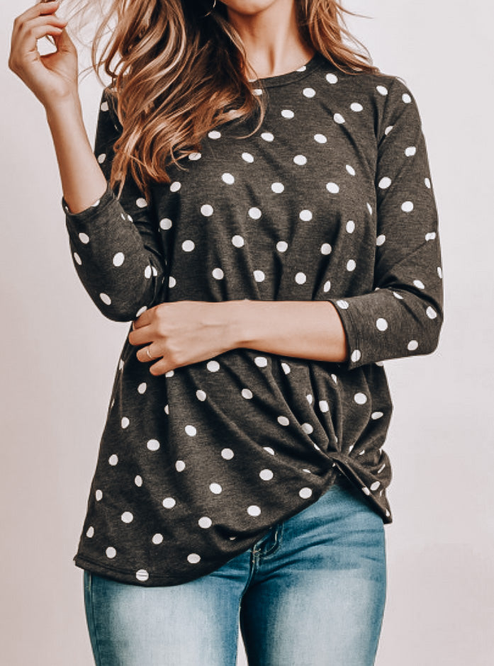 Polka Dot Knot Top - Black/White