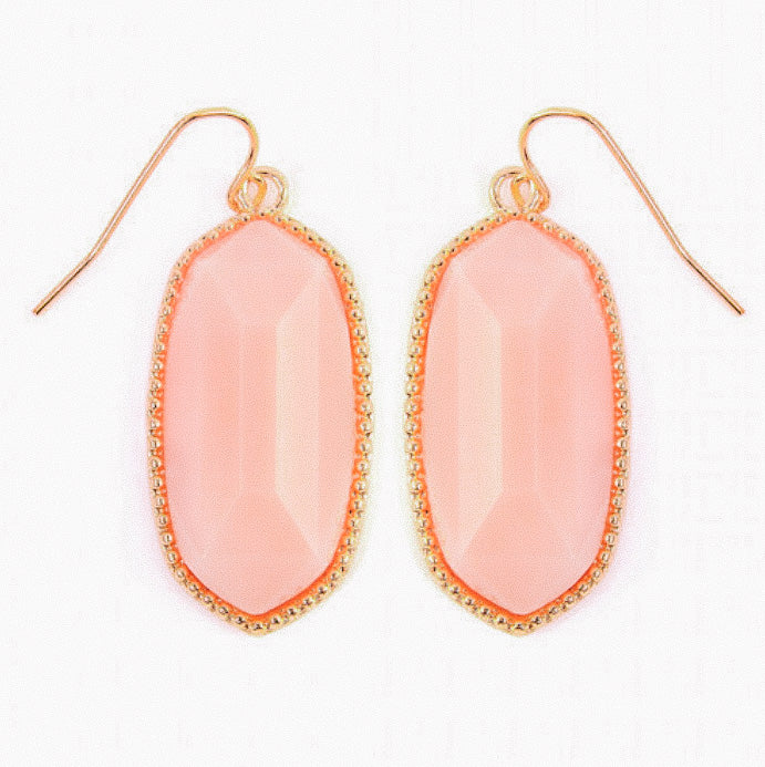 Light Pink Gem Cut Drop Earrings