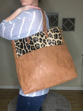 Load image into Gallery viewer, Brown Leopard Print Faux Leather Tote
