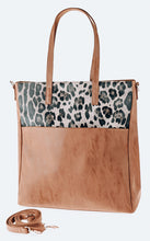 Load image into Gallery viewer, Brown Leopard Print Faux Leather Tote
