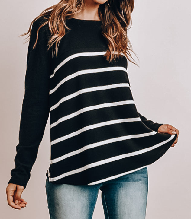 Black and White Striped Top