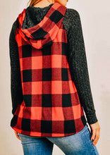 Load image into Gallery viewer, Buffalo Plaid Hooded Drawstring Top
