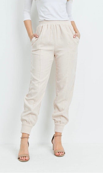 Ribbed Sand Jogger Pants