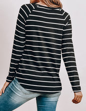 Load image into Gallery viewer, Black and White Striped Round Hem Top
