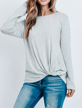 Load image into Gallery viewer, Gray Striped Twist Hem Top
