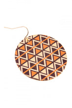 Load image into Gallery viewer, Chevron Disc Printed Drop Earrings
