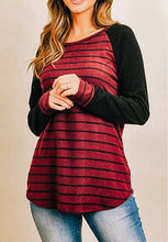 Load image into Gallery viewer, Burgundy and Black Striped Top
