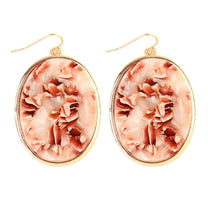 Load image into Gallery viewer, Ivory and Peach Marble Oval Earrings
