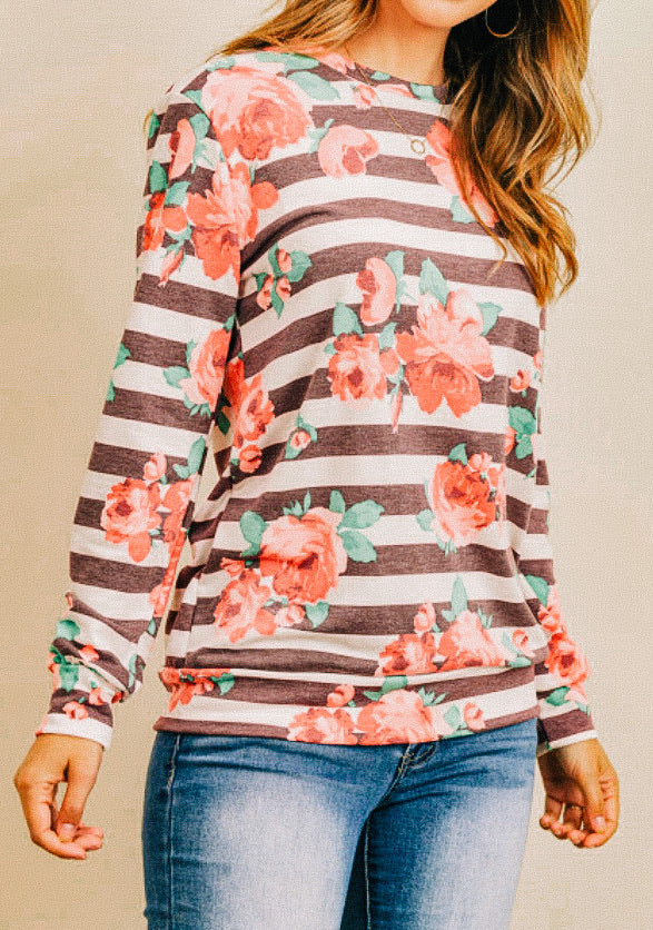 Floral Striped Pullover