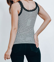 Load image into Gallery viewer, Black Stripe Lace Tank
