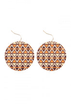 Load image into Gallery viewer, Chevron Disc Printed Drop Earrings
