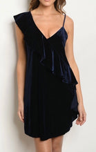 Load image into Gallery viewer, Navy Blue Velvet Dress
