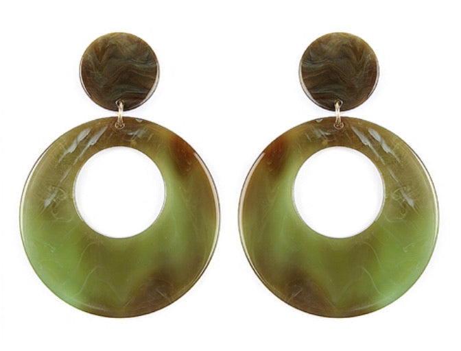 Green and Brown Marble Design Earrings