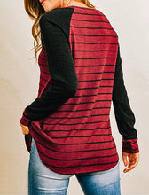 Load image into Gallery viewer, Burgundy and Black Striped Top
