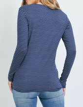 Load image into Gallery viewer, Navy Blue Striped Twist Hem Top
