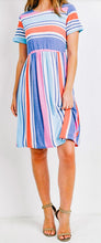 Load image into Gallery viewer, Multi-Color Striped Knee Length Dress
