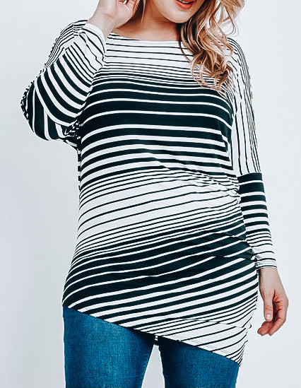 Black and Ivory Striped Top