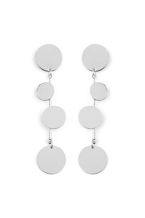 Silver Dangling Disc Earrings