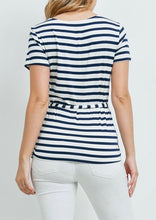 Load image into Gallery viewer, Navy and Ivory Stripe Top
