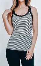 Load image into Gallery viewer, Black Stripe Lace Tank
