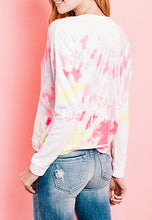 Load image into Gallery viewer, Ivory, Blue, and Pink Tie Dye Top
