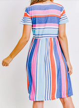 Load image into Gallery viewer, Multi-Color Striped Knee Length Dress
