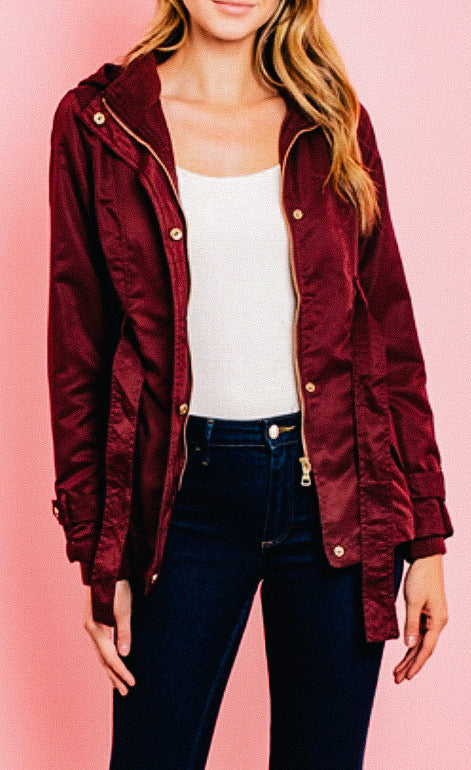 Burgundy Belted Jacket