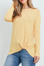 Load image into Gallery viewer, Yellow Striped Twist Hem Top
