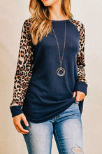 Load image into Gallery viewer, Navy Blue and Leopard Print Contrast Top
