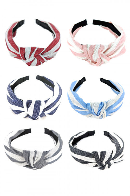 Striped Knotted Headband - Assorted Colors