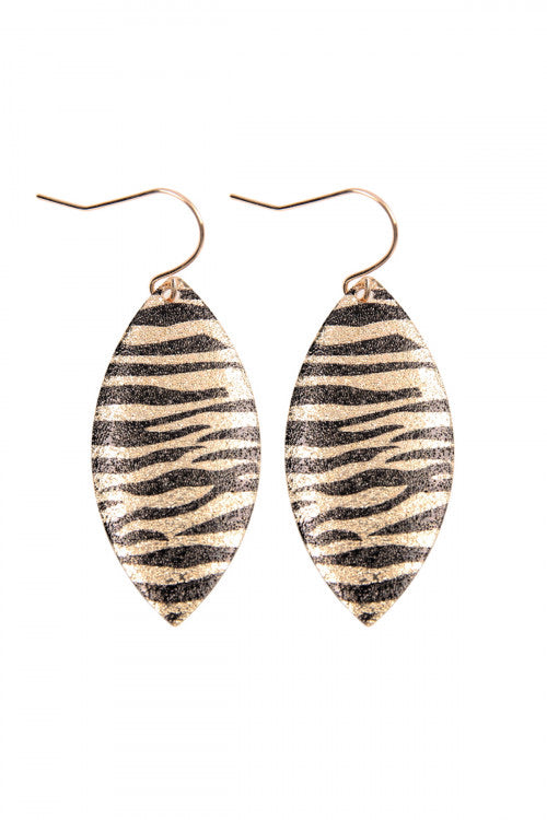 Zebra Printed Drop Earrings