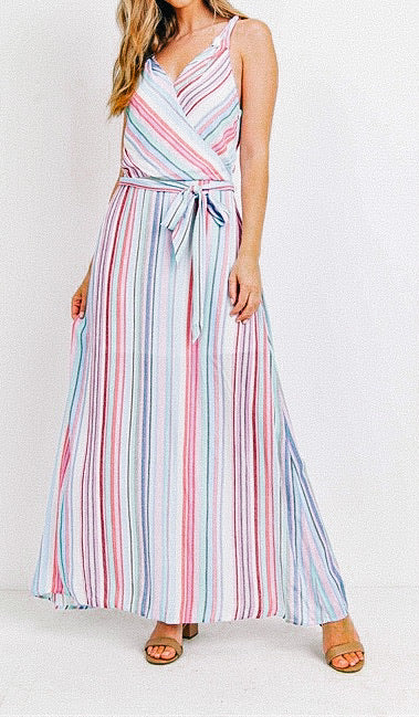 Multi-Color Striped Long Dress