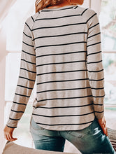 Load image into Gallery viewer, Gray and Black Striped Round Hem Top
