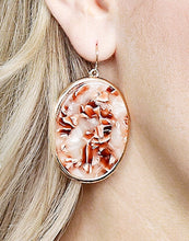 Load image into Gallery viewer, Ivory and Peach Marble Oval Earrings
