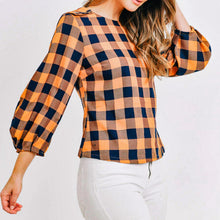 Load image into Gallery viewer, Orange and Navy Blue Checkered Top
