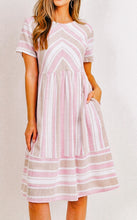 Load image into Gallery viewer, Pink Taupe Striped Dress
